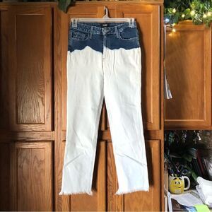 PAIGE Hoxton Straight Ankle Jeans Frayed Hem Dip Dyed - 27